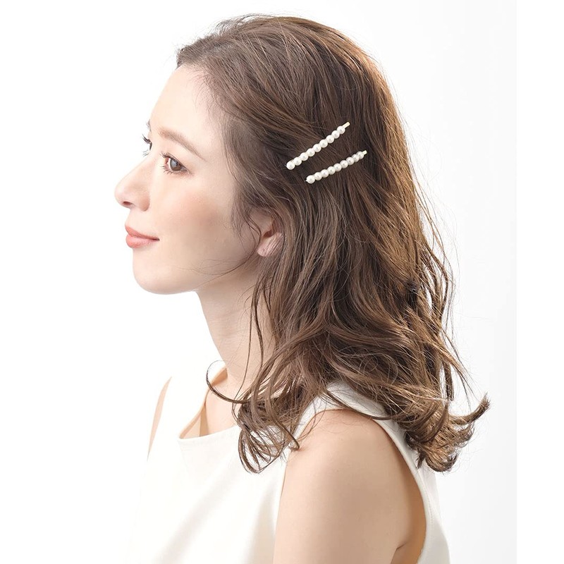 VINGTAINE H-542 Classical Pearl Hairpins, Set of 2, Hair Accessories,