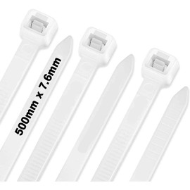 Cable Ties,500mm×7.6mm Heavy Duty with 70 kg Tensile Strength Large UV Resistant Strong Nylon Cable Zip Ties(100 Pieces),White