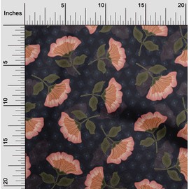 oneOone Cotton Poplin Twill Orange Fabric Dotted Floral Fabric for Sewing Printed Craft Fabric by The Yard 56 Inch Wide