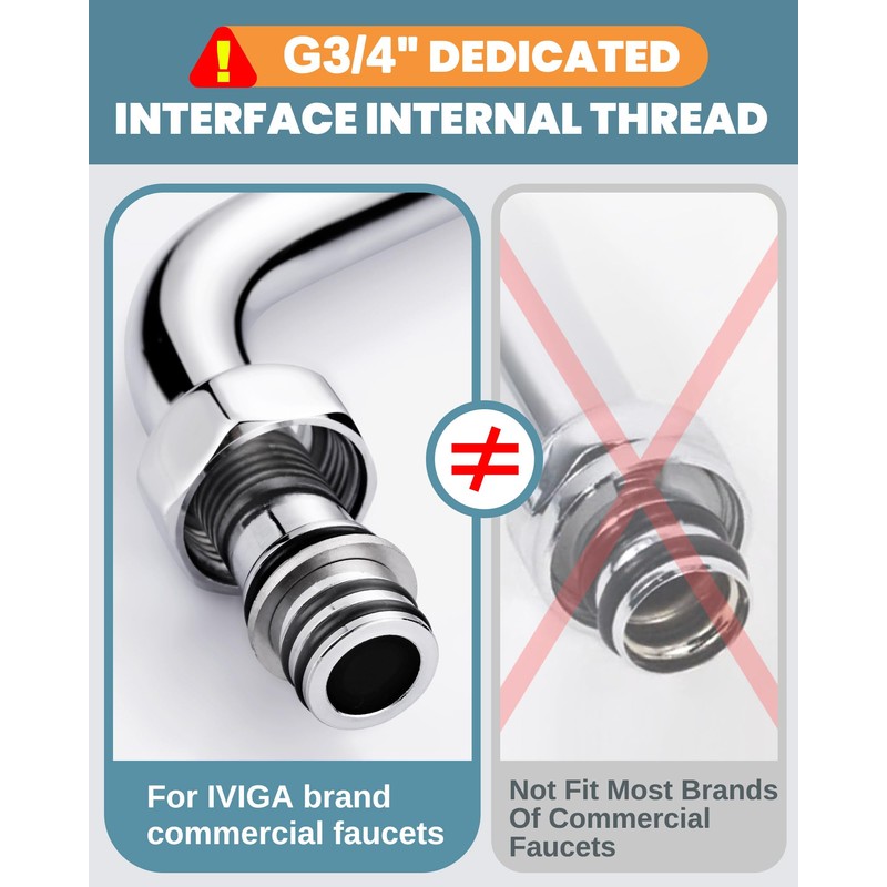 G3/4 Internal Thread 10” Commercial Faucet Swivel Spout Replacement: Add-on