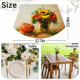 Pumpkin PVC Placemats for Round Table Set of 4 with Round Centerpiece Mat, Autumn Sunflower Thanksgiving Wedge Table Mats Washable Heat Resistant Dining Table Mat for Kitchen Christmas Party Decor