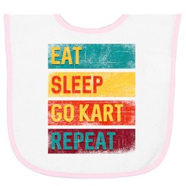 inktastic Gokarting Eat Sleep Go Kart Repeat Baby Terry Cloth Bib White and Pink 33aeb