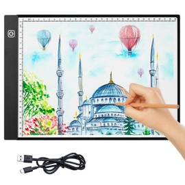 AUAUY A4 LED Light Pad for Diamond Painting, 3 Levels Adjustable Brightness Light Box Drawing Board, Diamond Drawing Art Light Board,Stepless Dimmable Brightness Tracing Light Pad, USB Powered