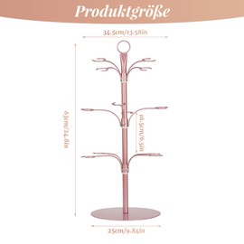 YCWF Cocktail Tree Stand for Drinks,Champagne Tower, 3 Tier - 12 Holders Drink Tower,Wine Glasses Holder for Champagne, Cocktails, Martini, Margarita Cups,Gold