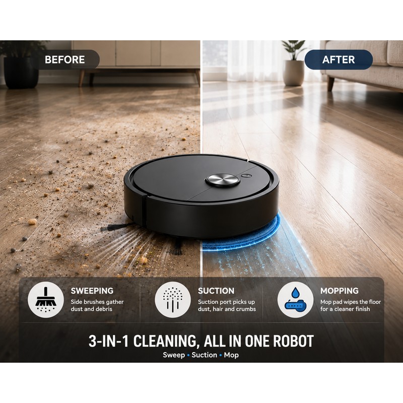 Mini Robot Vacuum and Mop for Floor Cleaning – Automatic