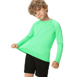 HODOSPORTS - Camisa de natación con protección UV UPF 50+ para niños, Verde claro, 5 Años