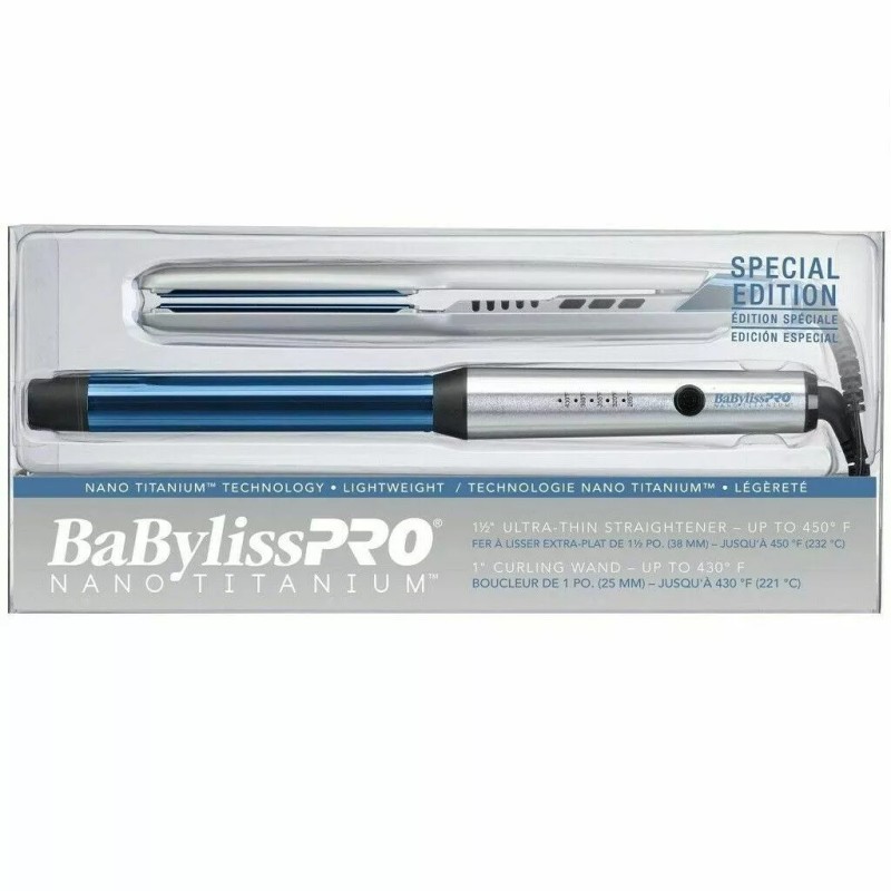 BaBylissPRO Nano Titanium Special Edition Combo Curling Wand & Straightener
