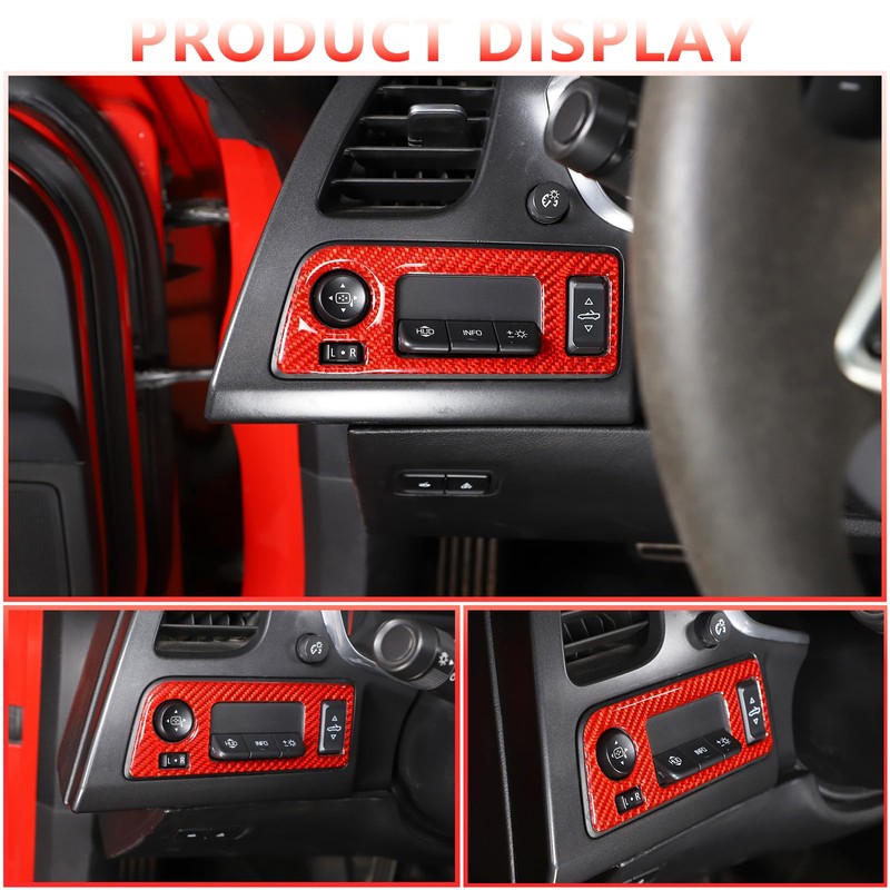 Sekhyna Headlight Switch Button Panel Frame Cover Trim Soft Carbon