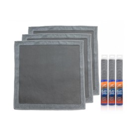 FarTryGo 3 Pack Micro-Rib Clay Towel for Auto Detailing, Fine Grade Synthetic Decontamination Towel for Car Paint & Glass, Smooth Glide Surface Prep for Polishing, Wax & Ceramic Coating