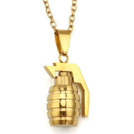AZYOUNG Gold Silver Black Grenade Necklace (Gold)