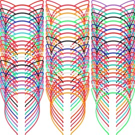 Chunyin 70 Pcs Cat Ears Headband for Kids Girls Women Plastic Headbands Multicolor Cat Ear Hair Hoops Cute Kitty Plastic Hairbands, 14 Colors