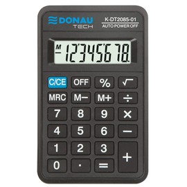 Taschenrechner DONAU TECH/K-DT2085-01 8-Stellig Wurzelfunktion/ 114x69x18mm/ Farbe: Schwarz/Rechner mit 8-stelliger Anzeige/Batteriebetrieb/Kompaktes Design