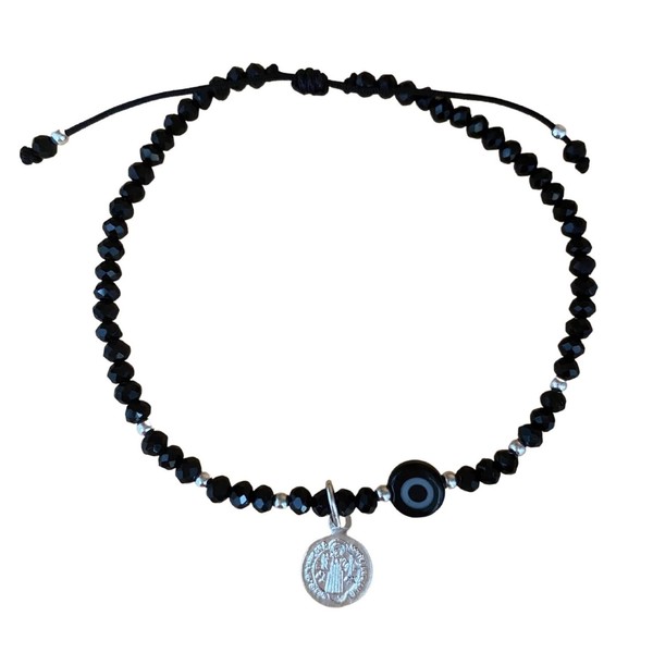 Pulsera Ojo Turco y Medalla de San Benito de Plata.