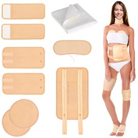 9 PCS Organic Castor Oil Pack Wrap, Reusable Soft Fabric for Entire Body, Button Closure, Castor Oil Pads for Neck, Chest, Waist, Legs, Feet, Great for Muscle Tension & Inflammation