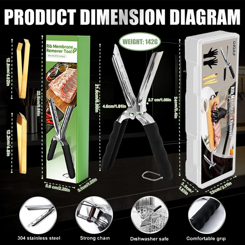 DJQJLF Rib Membrane Removal Tool – 304 Stainless Steel Pork