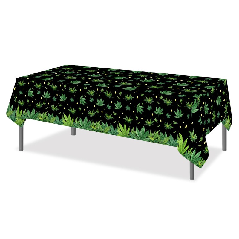 2 PCS Weed Party Tablecloths,87" Lx51 W Rectangular Plastic Table