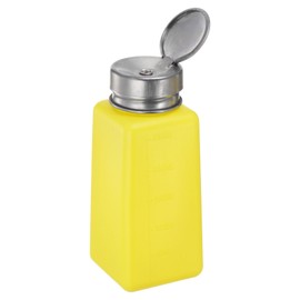 HARFINGTON Solvent Alcohol Dispenser 250ml(8.5oz) Push Down Liquid Dispenser Pump with Sealing Stainless Steel Lid for Acetone Cleanser Polish Remover, Yellow