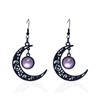 Goth Black Moon Earrings for Women,Gothic Black Red Purple Crystal