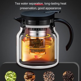 Thermal Coffee Carafe, 34 oz / 1 L Insulated Teapot Stainless Steel Insulated Jug Coffee Dispenser with Removable Tea Egg (White)