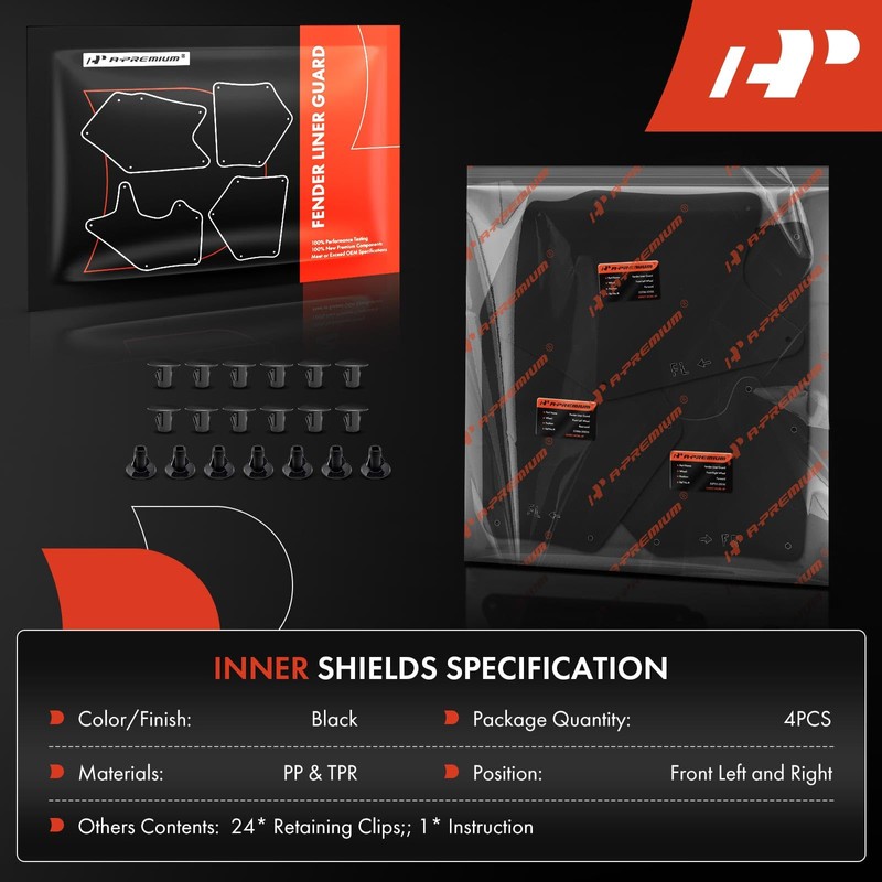 A-Premium Splash Guards Fender Liner Shields Compatible with Toyota Tundra