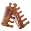 Beavorty 2pcs Sandalwood Hair Massager Comb Handcrafted Wooden Scalp Massager Scraping Tool with Nose Hook for Face Eye Neck Meridian Massage Calming Natural for Daily Relaxation and Hair