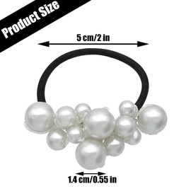 3Pcs Pearl Hair Ties Beaded Ponytail Holder Pearls Hair Scrunchies Decorative Stretchy Elastics Fancy Rubber Bands Hairbands Hair Accessories for Women Girls