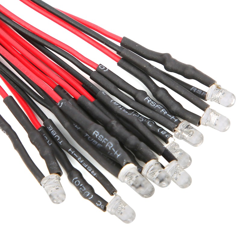 50Pcs LED Lights Emitting Diodes Pre Wired Prewired Round Head
