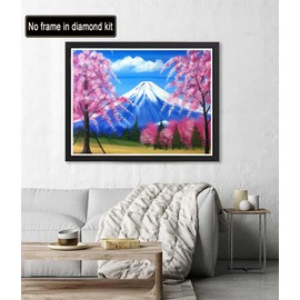 Diymood Paint by Numbers for Adults Landscape, DIY Oil Painting Cherry Tree Mount Fuji Iceberg Acrylic Paint by Number Kits for Kids Adults Beginner for Home Wall Decor 16x20 inch