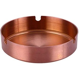LIXINTIAN Round Stainless Steel Ash Tray,Outdoors Indoors Ash Tray,Desktop Smoking Ash Tray for Home Office Decoration-Rose Gold
