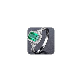 Sdouefos Women's 3ct Birthstone Solitaire Engagement Ring Emerald Cut Created Green Emerald White Gold Plated 925 Sterling Silver Engagement Wedding Ring (6)