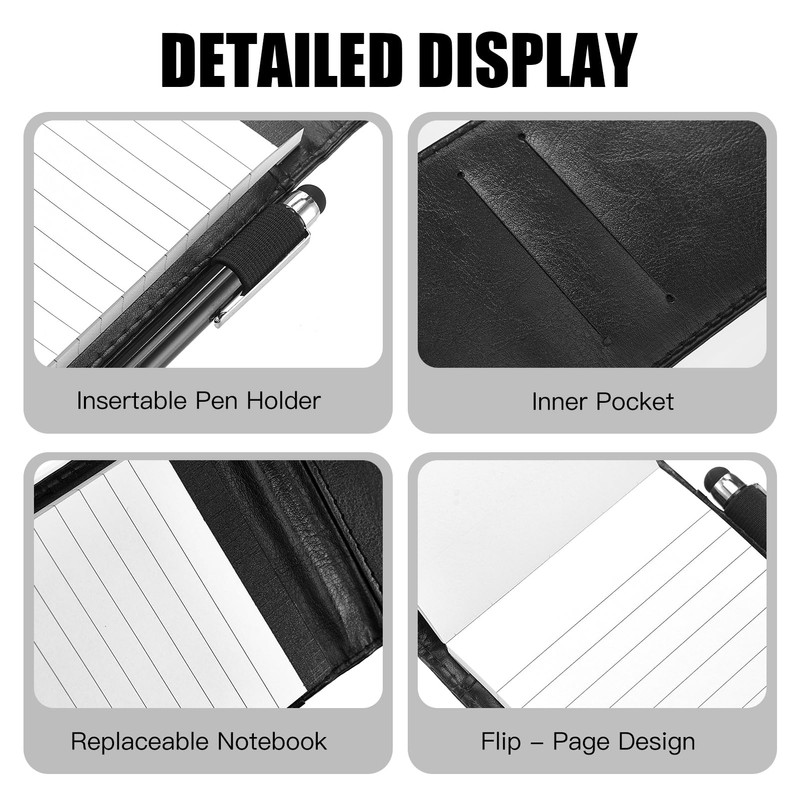 8Pcs Mini Pocket notepad A7 Holder Set, PU Leather Small