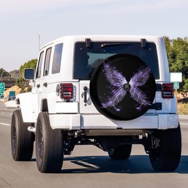 Delerain Spare Tire Cover with Backup Camera Hole Butterfly Wheel Covers Waterproof Dust-Proof UV Sun Universal Fit for RV Trailer RV SUV Truck (17 Inch for Diameter 31"-33")