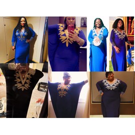 Beautiful Spring modest Kaftan for women caftans lounge dress plus curvy maternity outfit for photoshoot nightgowns formal casual cocktail evening wear (blue, One size plus fit 2X until 3X)