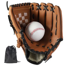 LeapBeast Baseball Gloves - Softball Gloves with One Ball, Adult Baseball Training Competition Glove Thick Durable Softball Gloves for Children Adults (Brown, 10.5 Inches)