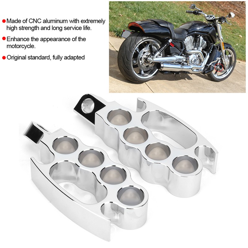 Motorcycle Front Footpegs Pedal CNC Aluminum Footrest Universal Modified AccessorySilver
