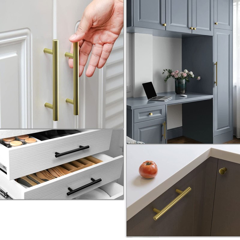 Zerniple 50mm Black T Bar Handle Pull Kitchen Cabinet Handle