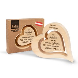 sagl.tirol Heart made of pine wood with floating inside heart and engraving [100% natural product] wedding gift I wooden hearts decoration made of pine I heart decoration I wedding gifts for bride and