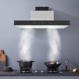 24 Inch Under Cabinet Range Hood, 350 CFM Stainless Steel Kitchen Exhaust Fan with LED Light, Low Noise&Touch Control Panel & 3 Speed Gesture Sensing-Ideal for RVs, Kitchens, Restaurants