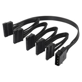 SinLoon SATA Power Cable Large 4Pin Male to 5 x 15 Pin SATA Female Hard Drive Power Splitter Cable for HDD、SSD、Optical Drives
