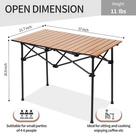 SHANQUAN Camping Table Roll up Table, Fold up Lightweight Compact, 2-4 Person Portable Roll up Aluminum Table with Carry Bag for Outdoor, Camping, Picnic, Backyards, BBQ