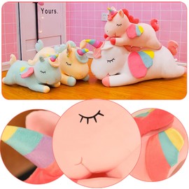 Kekeso Stuffed Unicorn Animal Plush Toys Soft Cuddle Pillow Doll Cartoon Unicorn Plush Gifts for Boys Girls (White, 45cm/17.71inch)