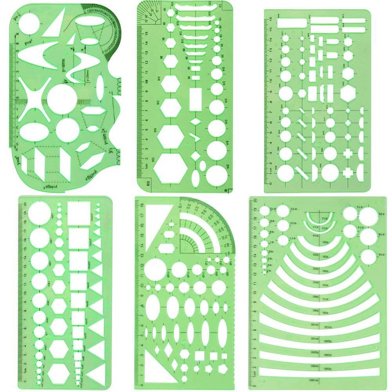 6 Pcs Plastic Measuring Templates Set Building Formwork Stencils Geometric
