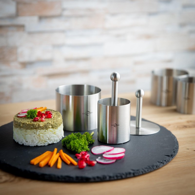 Küchenprofi Stainless Steel 6-Piece Forming Rings with Tamper/Pushers, Silver