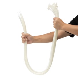 XINGO White Cable Ties Heavy Duty 25 PCS, 1200mm x 9mm Long with 80 KGS Ultra Strong Tensile Strength, Large UV Resistant Cable Ties Extra Long Tie Wraps for Outdoor Use