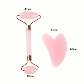 Pink Gua Sha & Facial Roller, Facial Massage Set - Gift for Women and Men, Massager for Face, Eyes, Neck, Face Care, Christmas Day Gift