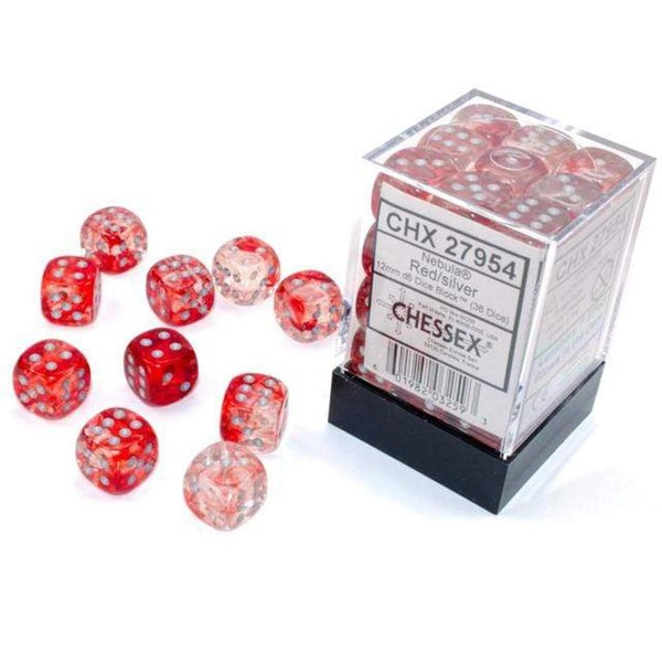 Nebula TM 12mm d6 Red/Silver Luminary Dice Block? (36 Dices)