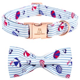 Lionheart Glory Dog Collar Bowknot Summer Stripes Boy Dog Collar with Bow Tie Cute Pet Collar Gift for Small Puppy Cat