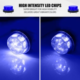 Ygmylandbb LED Strobe Warning Light, Blue Flashing Strobe Beacon Light, 12V 24V Mini Round Roof Top Strobe Beacon Light for Forklift Vehicle Truck Golf Cart Tractor Automobile, Set of 2