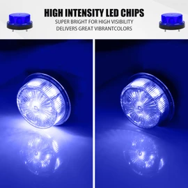 Ygmylandbb LED Strobe Warning Light, Blue Flashing Strobe Beacon Light, 12V 24V Mini Round Roof Top Strobe Beacon Light for Forklift Vehicle Truck Golf Cart Tractor Automobile, Set of 2
