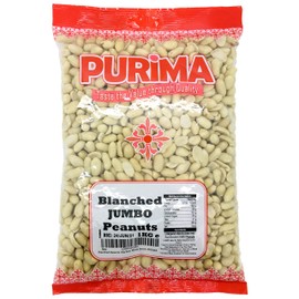 PURIMA Blanched Peanuts 1Kg - Raw Whole JUMBO Nuts - 100% Natural Large Bag Blanch Edible Nut C Protein Keto Paleo C Unsalted Unroasted Skinless Shelled C for Making Peanut Butter & Roasting Non GMO PURIMA